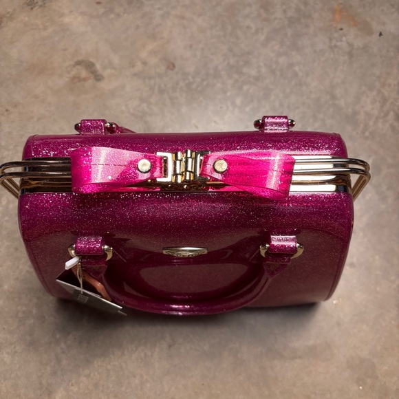 Sparkly  Pink Candy Bag Jelly Bean Style Handbag Satchel Purse Gold NWT - Picture 4 of 9